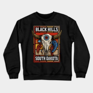 Black Hills South Dakota Native American Bison Skull Crewneck Sweatshirt